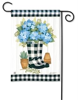 GARDEN FLAG BLK/WHT WELLIES