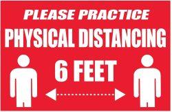 SIGN 6' DISTANCE 8X12 RED/WHT